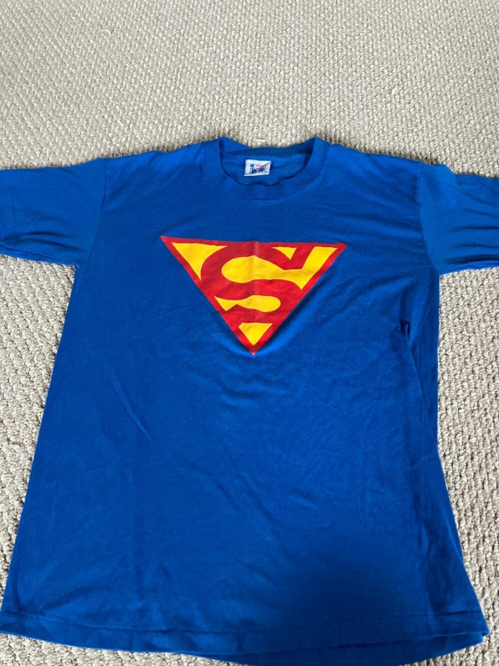 Vtg 80s Blue Short Sleeve Superman T shirt Men’s L made in USA America's Finest
